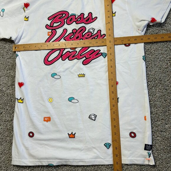 Blecker & Mercer Mens Sz L Boss Vibes Only White Graphic Tee Casual Shirt - Picture 7 of 8